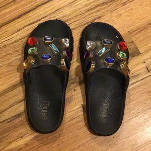 Jeweled plastic sandals, size 5 fits like a 7